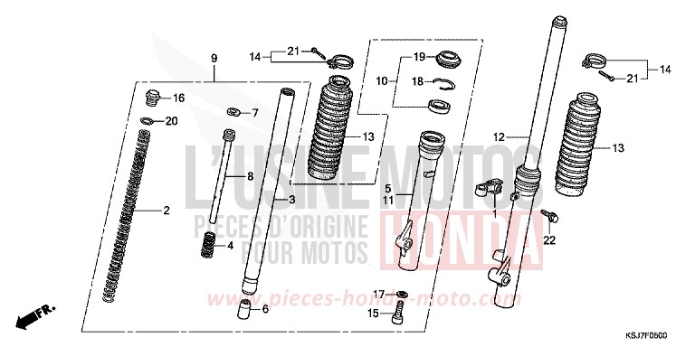 FRONT FORK for CRF100F EXTREME RED (R292) from 2013