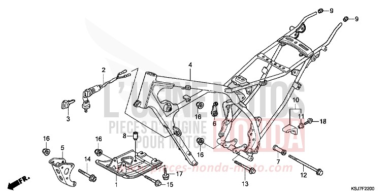 FRAME BODY for CRF100F EXTREME RED (R292) from 2013