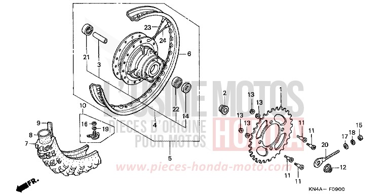 REAR WHEEL for XR100R FIGHTING RED (R134) from 2003