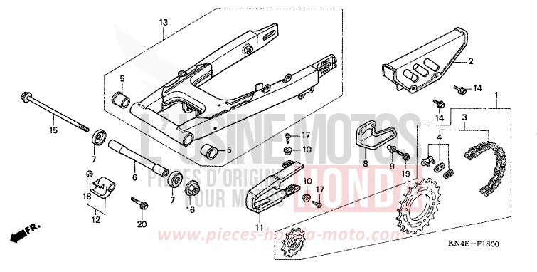 SWINGARM for XR100R FIGHTING RED (R134) from 2003