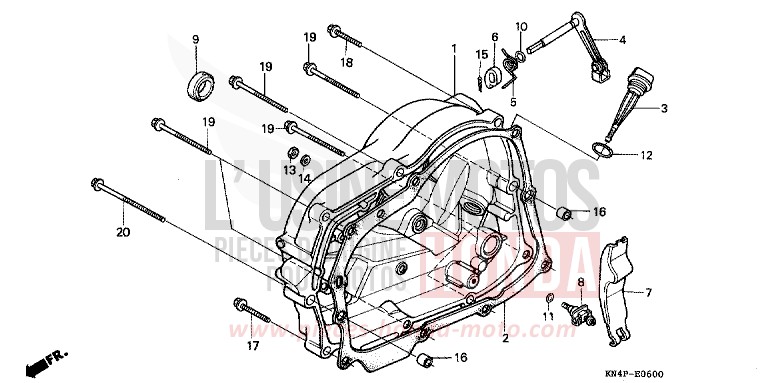 RIGHT CRANKCASE COVER for XR100R FIGHTING RED (R134) from 2002