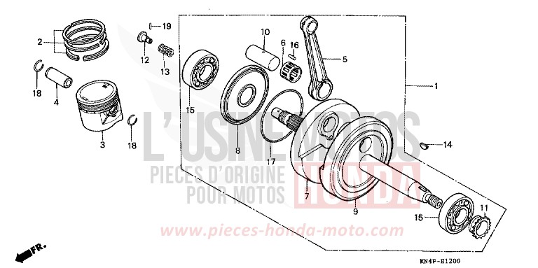 CRANKSHAFT/PISTON for XR100R FIGHTING RED (R134) from 2002