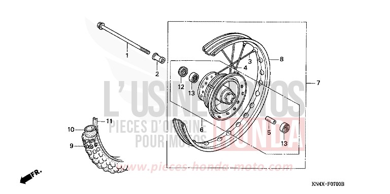 FRONT WHEEL for XR100R FIGHTING RED (R134) from 2002