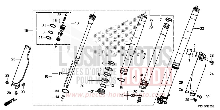 FRONT FORK (D/E) for CRF450R EXTREME RED (R292) from 2013