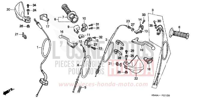 HANDLE LEVER/CABLE for XR100R FIGHTING RED (R134) from 2001