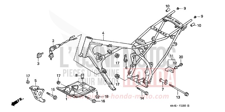 FRAME BODY for XR100R FIGHTING RED (R134) from 2001
