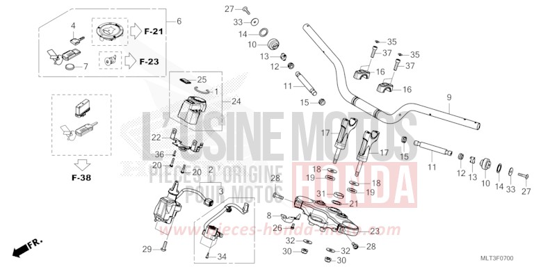 HANDLE PIPE/TOP BRIDGE/KEY SET for CB1000GT GRAND PRIX RED (R380) from 2026