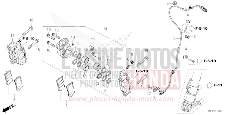 FRONT BRAKE CALIPER for CB1000GT GRAND PRIX RED (R380) from 2026