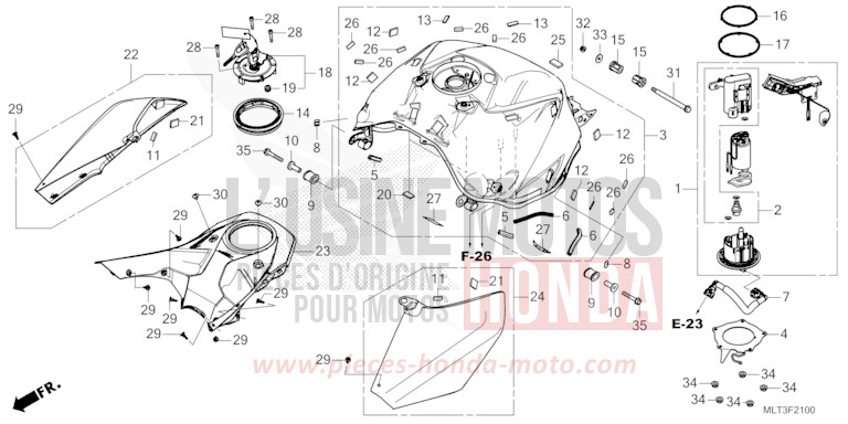 FUEL TANK/FUEL PUMP for CB1000GT GRAND PRIX RED (R380) from 2026