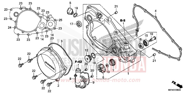RIGHT CRANKCASE COVER/WATER PUMP for CRF450R EXTREME RED (R292) from 2014