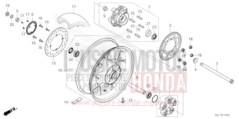 REAR WHEEL for CB1000GT PEARL DEEP MUD GRAY (NHC47) from 2026