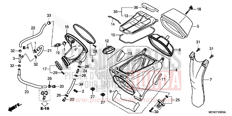 AIR CLEANER for CRF450R EXTREME RED (R292) from 2014