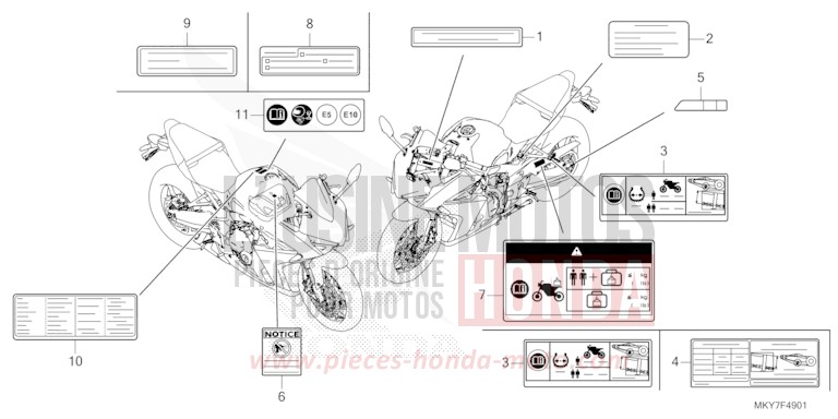 CAUTION LABEL (CBR650RA/CBR650RAC) for CBR650R GRAND PRIX RED (R380) from 2026
