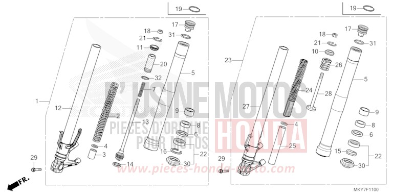 FRONT FORK for CBR650R MAT GUNPOWDER BLACK METALLIC (NH436) from 2026