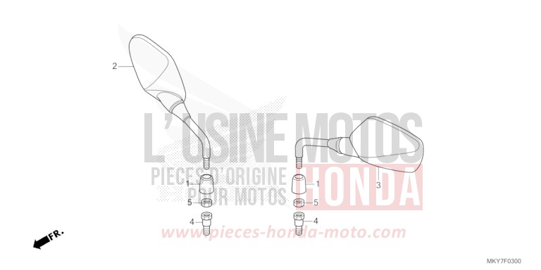 MIRROR (CB650RA/CB650RAC) for CB650R MAT GUNPOWDER BLACK METALLIC (NH436) from 2026