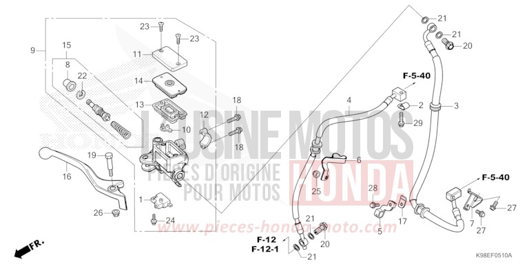 FRONT BRAKE MASTER CYLINDER for CB125R MAT ROCK GRAY (NHC70) from 2026