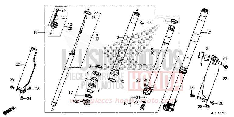 FRONT FORK (F/G) for CRF450R EXTREME RED (R292) from 2015