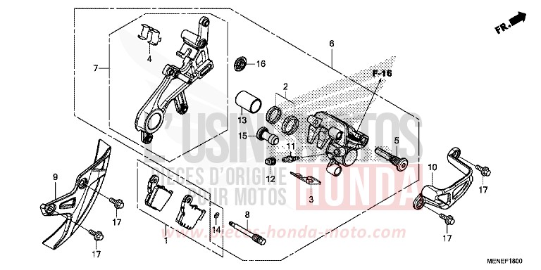 REAR BRAKE CALIPER for CRF450R EXTREME RED (R292) from 2015