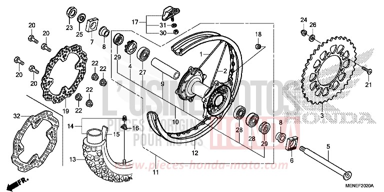 REAR WHEEL for CRF450R EXTREME RED (R292) from 2015