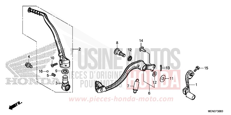 PEDAL/KICK STARTER ARM for CRF450R EXTREME RED (R292) from 2015