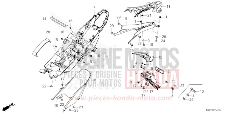 REAR FENDER for CBR650R MAT GUNPOWDER BLACK METALLIC (NH436) from 2026