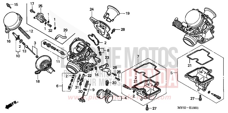 CARBURETOR (COMPONENT PARTS) for CB500F BLACK (NH1) from 2002
