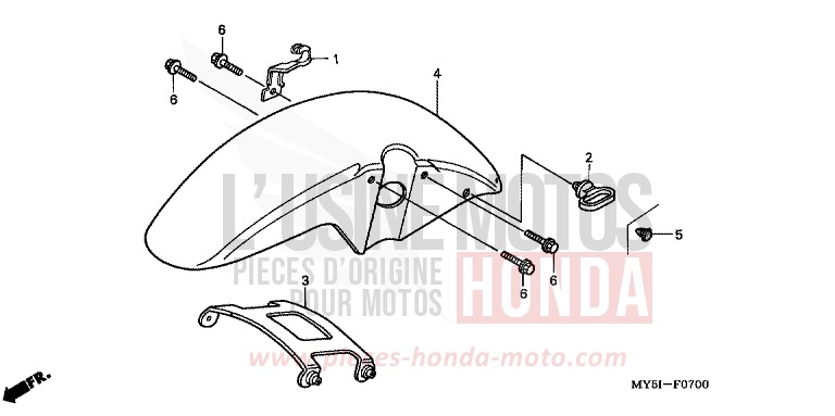 FRONT FENDER for CB500F BLACK (NH1) from 2002