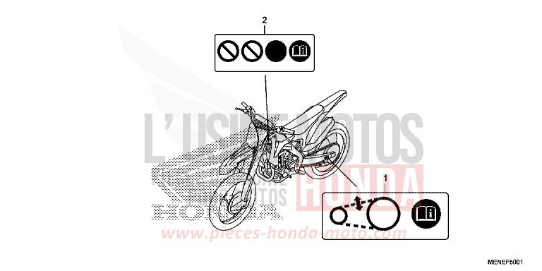 CAUTION LABEL (ED) for CRF450R EXTREME RED (R292) from 2016