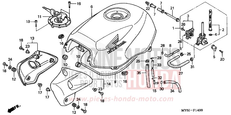 FUEL TANK for CB500F BLACK (NH1) from 2002