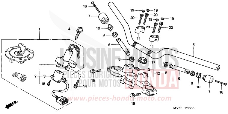 HANDLE PIPE/TOP BRIDGE (CB500) for CB500F RICH RED METALLIC (R255) from 2002