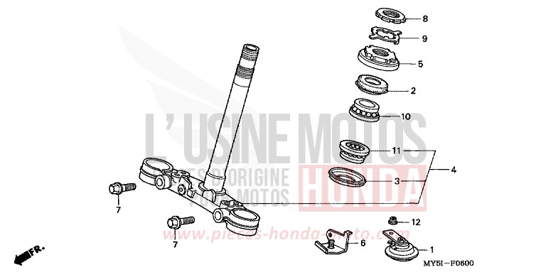 STEERING STEM for CB500F RICH RED METALLIC (R255) from 2002