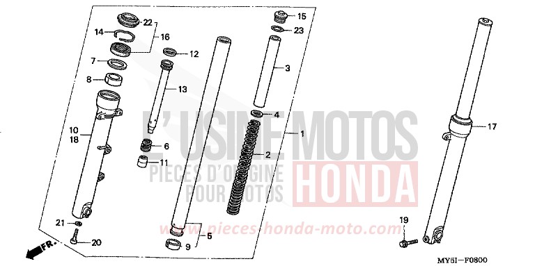 FRONT FORK for CB500F RICH RED METALLIC (R255) from 2002