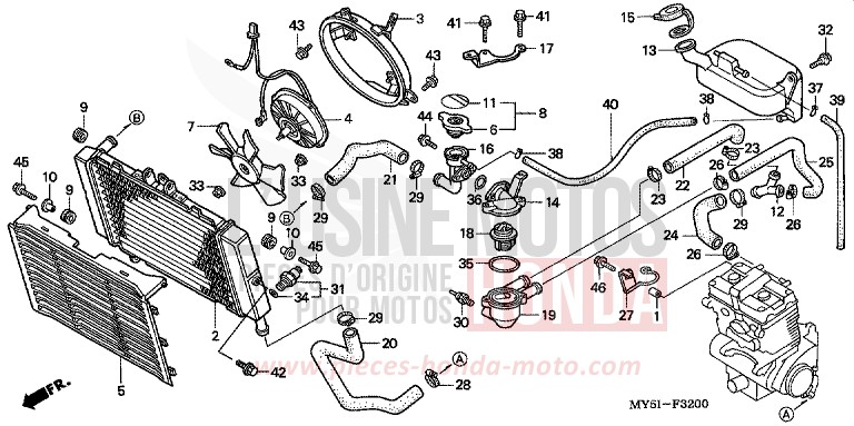 RADIATOR for CB500F RICH RED METALLIC (R255) from 2002