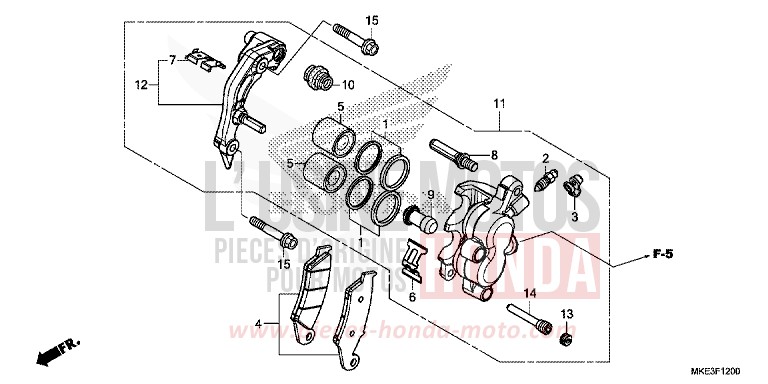 FRONT BRAKE CALIPER for CRF450R EXTREME RED (R292) from 2017