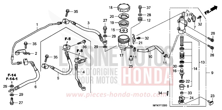 REAR BRAKE MASTERCYLINDER for CB1000R MAT VANGUARD BEIGE METALLIC (Y171) from 2010