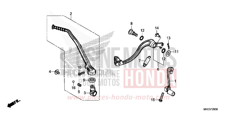 PEDAL/KICK STARTER ARM for CRF450R EXTREME RED (R292) from 2017