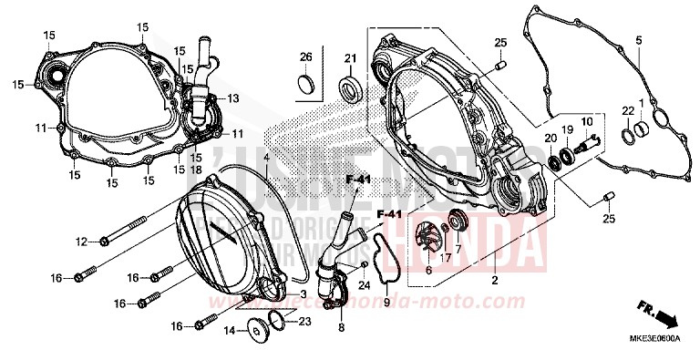 RIGHT CRANKCASE COVER/WATER PUMP for CRF450R EXTREME RED (R292) from 2018