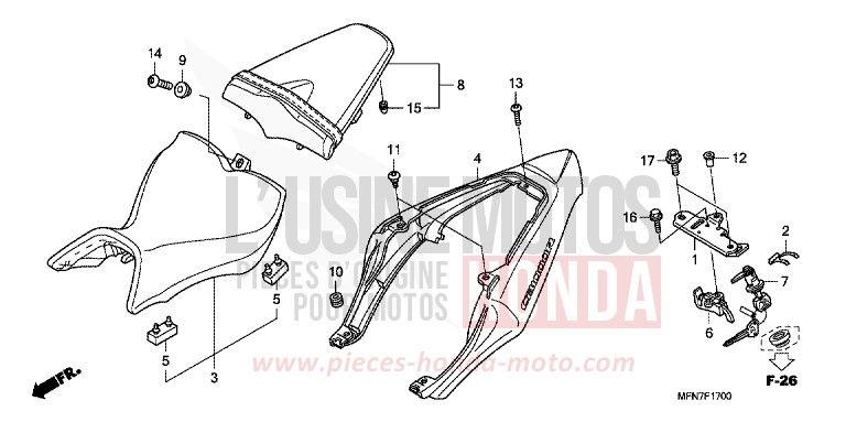 SEAT/SEAT COWL for CB1000R PEARL COOL WHITE (NHA16) from 2010