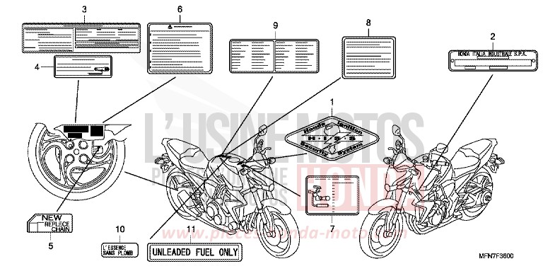 CAUTION LABEL (1) for CB1000R PEARL COOL WHITE (NHA16) from 2009