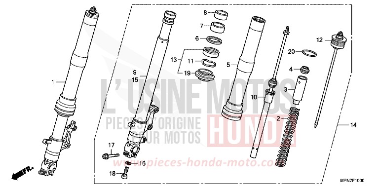 FRONT FORK for CB1000R PEARL NIGHTSTAR BLACK (NHA84) from 2009