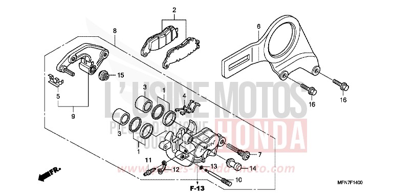 REAR BRAKE CALIPER (CB1000R) for CB1000R PEARL NIGHTSTAR BLACK (NHA84) from 2009