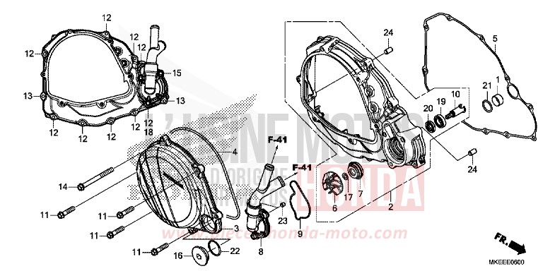 RIGHT CRANKCASE COVER/WATER PUMP for CRF450R EXTREME RED (R292) from 2019
