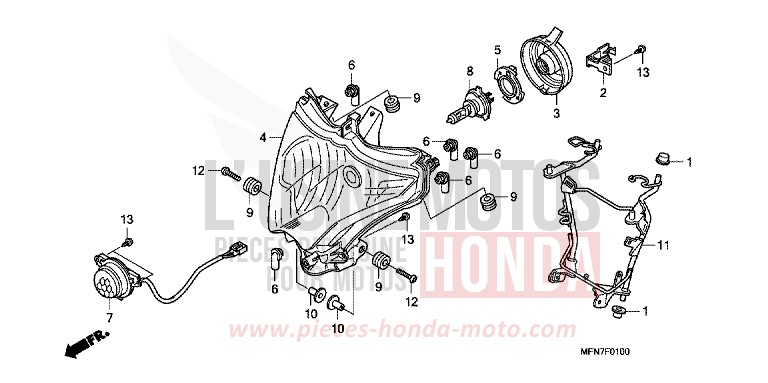 HEADLIGHT for CB1000R PEARL SIENA RED (R320) from 2010