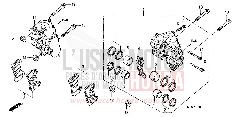 FRONT BRAKE CALIPER (CB1000R) for CB1000R PEARL SIENA RED (R320) from 2010