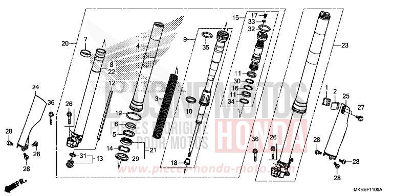 FORCELLA ANTERIORE per CRF450R EXTREME RED (R292) del 2019