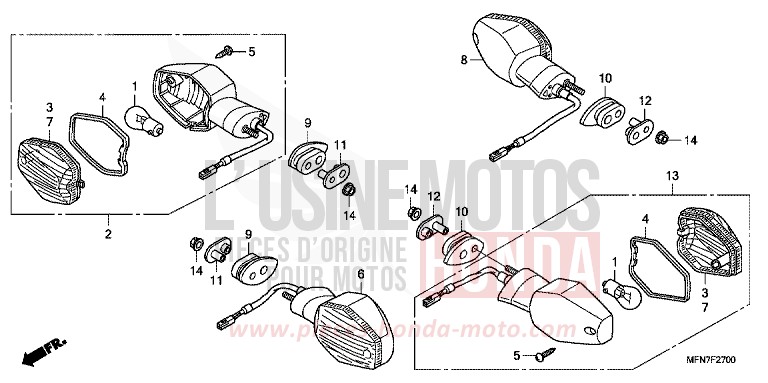 BLINKER for CB1000R PEARL SIENA RED (R320) from 2010