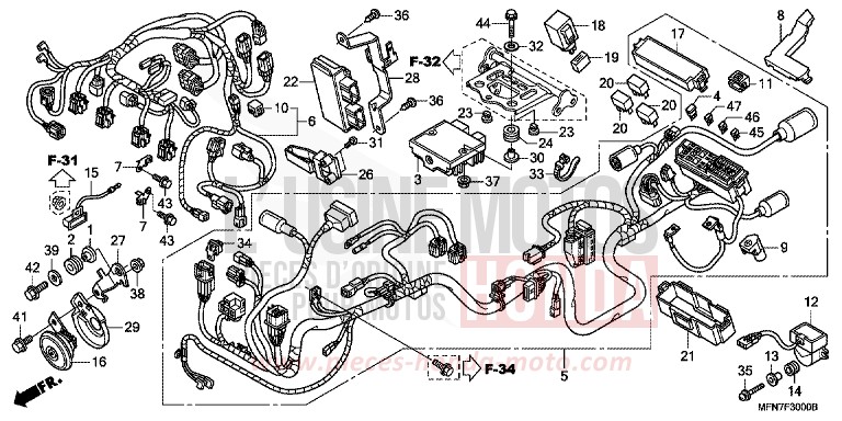 WIRE HARNESS for CB1000R PEARL SIENA RED (R320) from 2010
