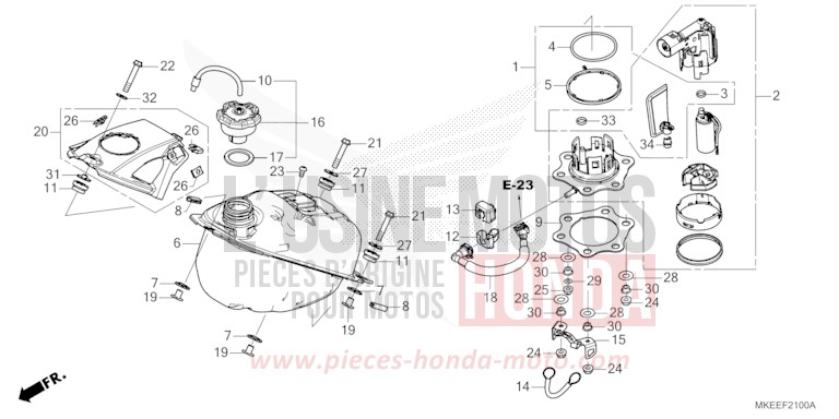 FUEL TANK (CRF450R) for CRF450R EXTREME RED (R292) from 2019