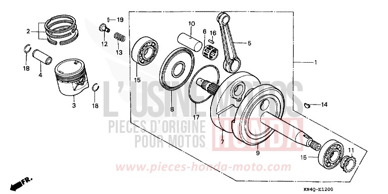 CRANKSHAFT/PISTON for XR100R SHASTA WHITE (NH138H) from 1996