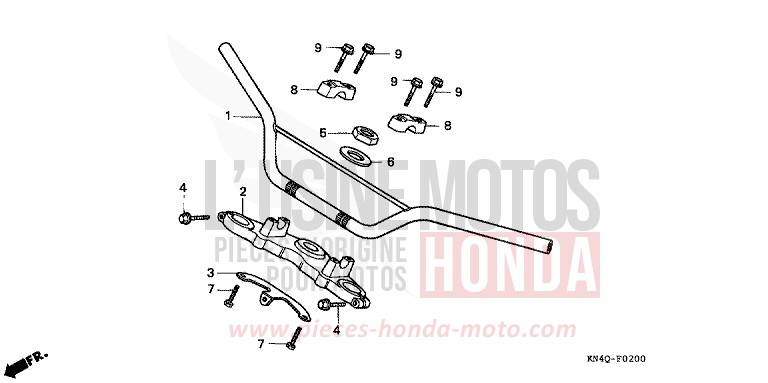 HANDLE PIPE/TOP BRIDGE for XR100R SHASTA WHITE (NH138) from 1997